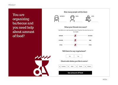 Calculator 004 app barbecue bbq calculator dailyui design red ui ux uxui design web