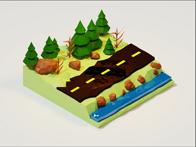 low poly road 3d blender blender3d low poly lowpoly road