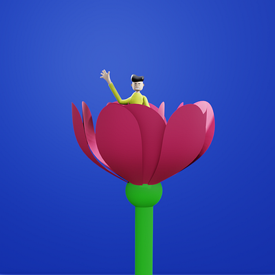 Flowerboy blender boy flower illustration person render