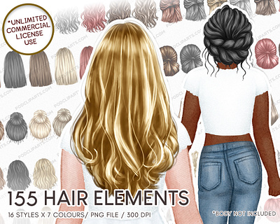Hairstyles Clipart Woman Hair Clip Art customizable long hair portrait
