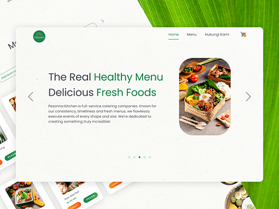 Pesonna Kitchen Landing Page banana leaf brand branding catering catering food design food green healthy healthy food indonesia restaurant ui vegetarian