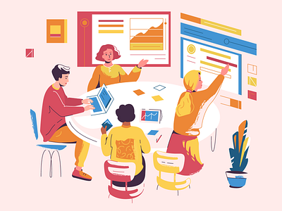 Delivering experience & experience branding digital art graphic graphic design illustration illustration art office team teamwork ui vector vector art websiteillustration