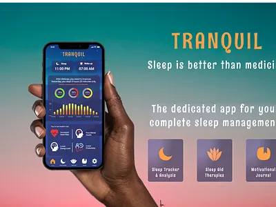 TRANQUIL - sleep management app app calm design meditation mobile sleep ui ux yoga