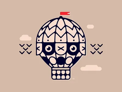 Skull Balloon abstract balloon design face flat hot air balloon illustration line art logo minimal offset skull vector wit