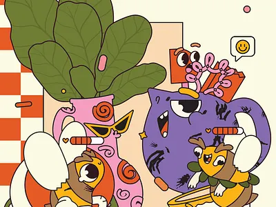 still life week 70 bees character character design characters flat flat illustration illustraion team vector characters