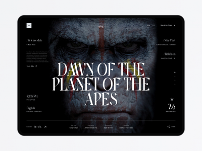 Dawn of the Planet of the Apes 一 UI Concept branding design designer digitaldesign homepage minimalism movie prime type typography ui ui design ui ux design ui ux designer userinterfacedesign ux visualdesign visualdesigner web web design