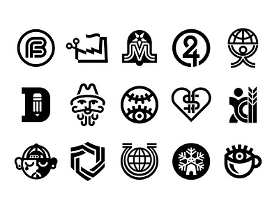 Select Logomarks—Tyler Frisbee Design branding design graphic design icon logo logodesign logofolio logomark minimal modernist monogram negativespace thick lines typography vector