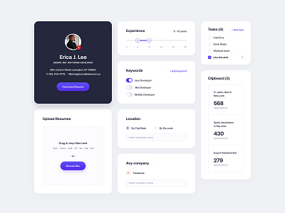 Widgets clean productdesign profile ui ux widgets