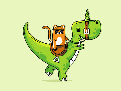 Dino 🦖 branding cat character cute character design dino dinosaur dribbble flat design graphic graphic design illustration illustrator unicorn vector vector design