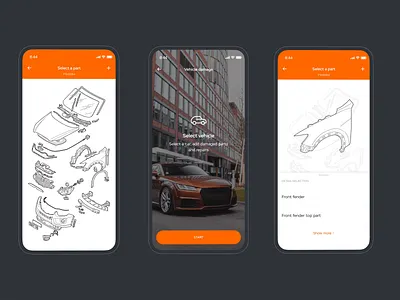 Soglasie insurance app: Parts pick out animation app car clean design digital insurance minimal mobile product design ui ux