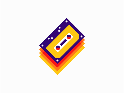 Colorful Cassette Tape Logo 90s audio branding cassette colorful design geometric identity illustration logo mark music party premium radio sound symbol tape vector vintage