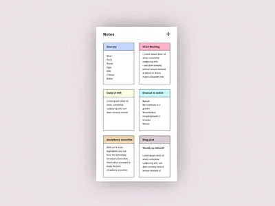 Daily UI #065 – Notes widget adobe xd daily ui dailyui dailyuichallenge design list notes notes widget pastel colors to do ui ux widget
