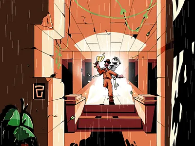 Ontspannende Ontdekking animation beer eyes hat illustration indiana information jones label lianas light man plant shadow skeleton snake spider temple title tongue