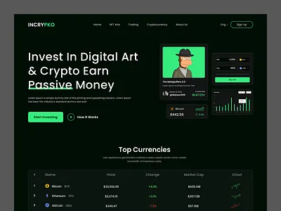 NFT & Crypto Investing Site bitcoin blockchain crypto wallet crypto web crypto website cryptocurrency elegant ethereum invest marketplace nft nft music nft website nftart token trade web 3 web 3.0 web design web3 web