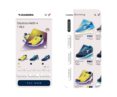 Shoes store app design ui ux