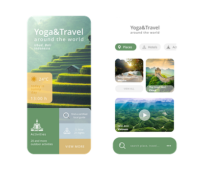 Yoga&Travel app design illustration travel ui ux
