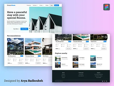 Dream Room booking figma figma design footer hero home hotel landing motel room room reservation typo ui ux web web design website