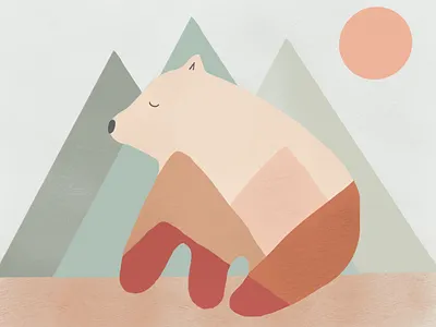 We are reflection of everthing. 2d animals bear character design digital art illustration art illustration digital landscape mid century art minimalistic modern art mountains nature poster procreate soft colors web