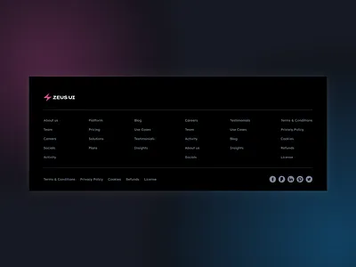 Dark footer - Zeus UI dark dark footer footer ui ui kit web web kit webdesign zeus ui