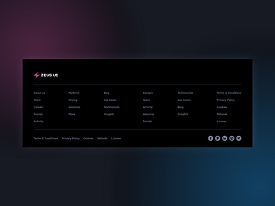 Dark footer - Zeus UI dark dark footer footer ui ui kit web web kit webdesign zeus ui