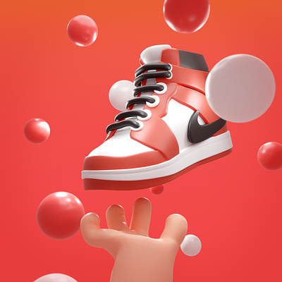 Nike Air Jordan 1 3d 3d illustration advertising basketball blender branding cartoon design graphic design illustration jordan motion graphics nike selling illustration stylized ui