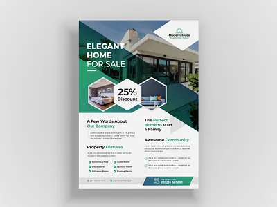 Creative and Modern clean real estate flyer template advertising