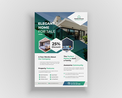 Creative and Modern clean real estate flyer template advertising