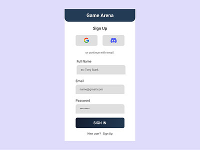 App Sign Up Page. 001 dailyui ui