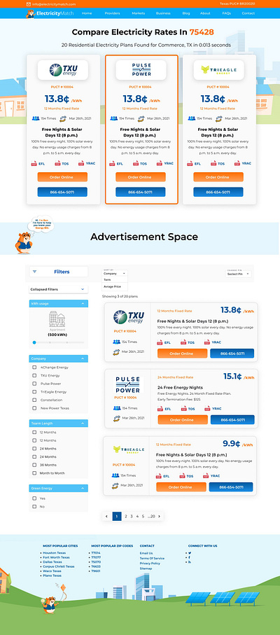 Compare Electricity Landing Page branding graphic design ui