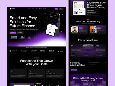 Linance - Finance Website dribbble dribbbleshoot fintech landingpage ui uidesign uiuxdesign web webdesign