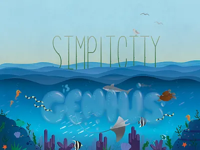 Simplicity Is Genius clean coral design fish illustration illustrator marinelife ocean quote sea vector vectorart