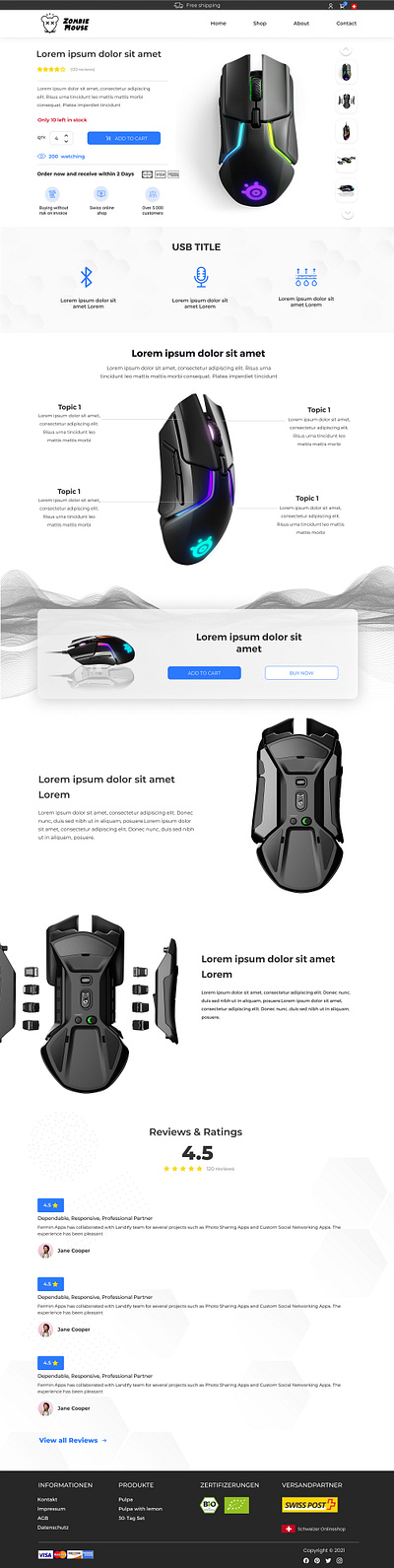 Zombie Mouse Product Landing Page branding graphic design ui