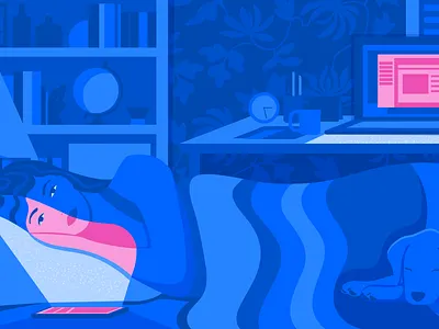 Work Addiction addiction art blog blog illustration character illustration design editorial editorial illustration flat illustration illustrator phone sleep tech vector