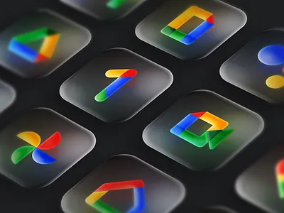 Google Icons Set Revisions Dark Theme black dark darktheme fluent glass glassmorphism google icon icons theme ui