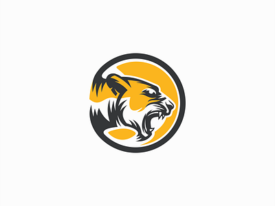 Lioness Logo for Sale angry animal branding cat circular design emblem feline illustration lion lioness logo mark panther puma sports vector wild yellow zoo