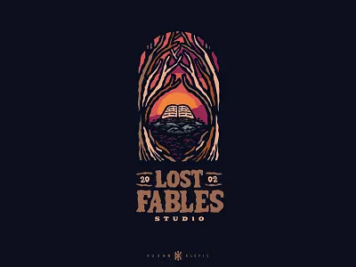 Lost Fables Studio book dusan klepic fable fantasy forest games gaming logo mystical rpg story studio sunset tabletop woods