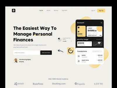 Bpay - Finance App Landing Page bank banking design finance financial fintech hero hero header hossain mahmud mahi landing page mobile app ui web web header web ui webdesign website