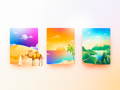 Places beach gradients illustration mountain travel