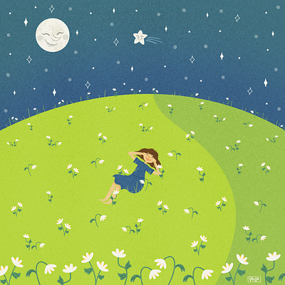 Friends With The Moon cute illustration cute illustrations cute style design digital creator digital design digital drawing digital illustration digital illustrator doodles illustration