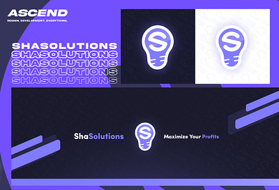 Sha Solutions branding design ecommerce flat geometric icon idea light logo minimal purple software solution