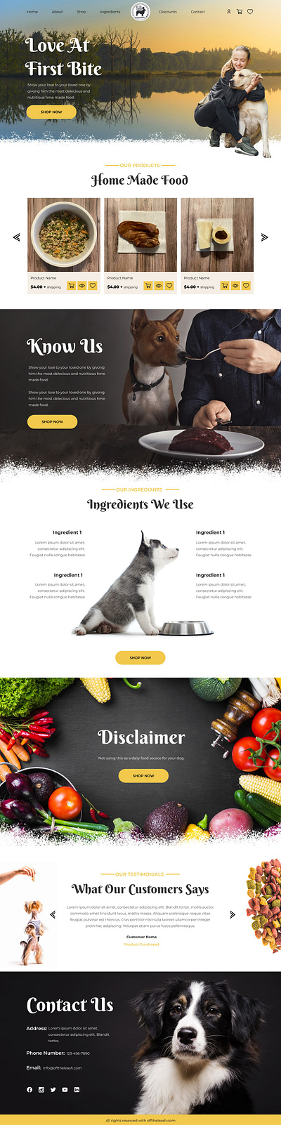 Dog Home Made Food Landing Page branding graphic design ui