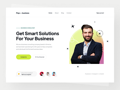 Piqo--Business | Header Exploration clean header concept consultant deskstop header header design header exploration landing page landing page design minimal minimal design piqo design typography ui design userinterface web web design webdesign website website ui