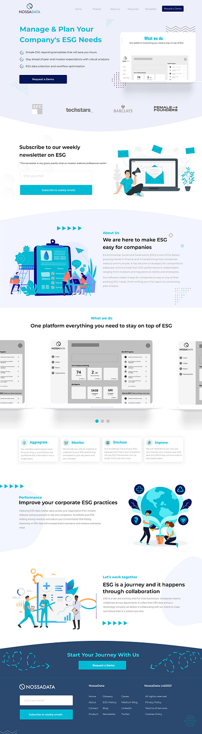 Nossa Data Landing Page Design branding graphic design ui