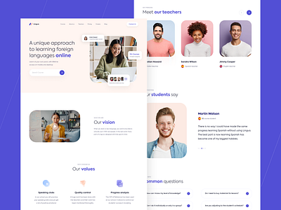 Web design - Landing page for language school app branding colour design flat illustration logo minimal typogaphy ui ux vector web