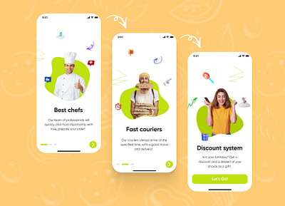 Onboarding for Italian food delivery application app delivery app design ui ux