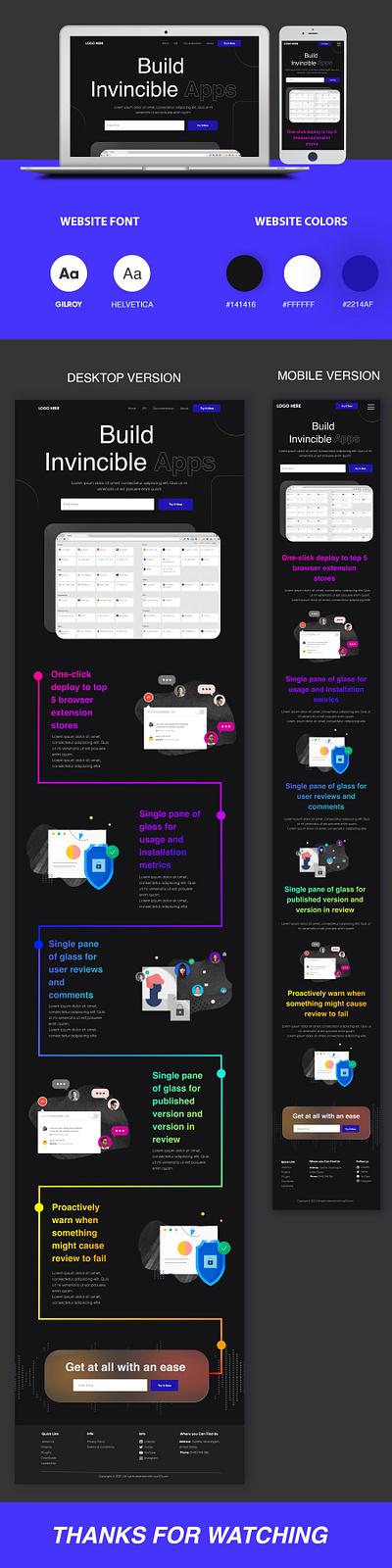 Build Invincible App Landing Page branding graphic design ui