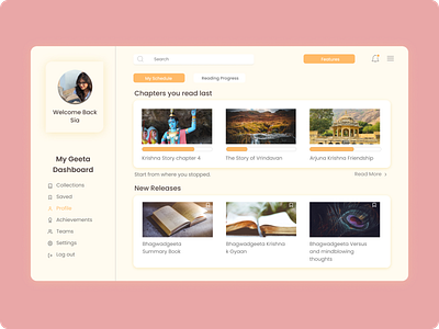 My Geeta Dashboard bhagawadgita book bookreading branding dashboard design ui uiuxdesign ux uxcasestudy website