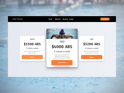 Pricing - Service Design Club's UI Marathon (Challenge 8) argentina basic challenge daily ui dailyui design mid price pricing pro swimming uiux user interface web