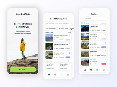 Hiking Trial Finder App UI Design Concept app concept design finder graphic design hiking interface mobileappdesign trial ui uidesign uiux