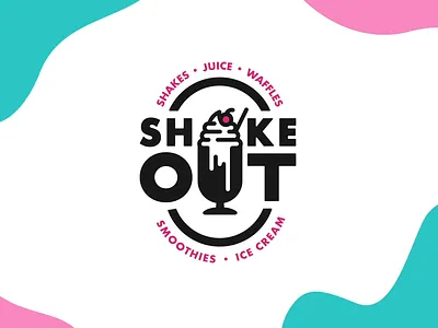 Shake Out animation brand cafe ice cream logo milkshake smoothie waffles